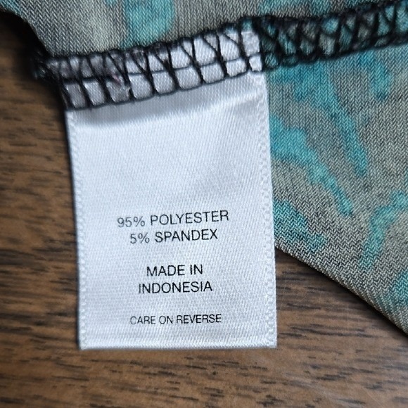 New York & Company Stretch Damask Blouse, Teal/Black, Women's Size Medium - Picture 6 of 6